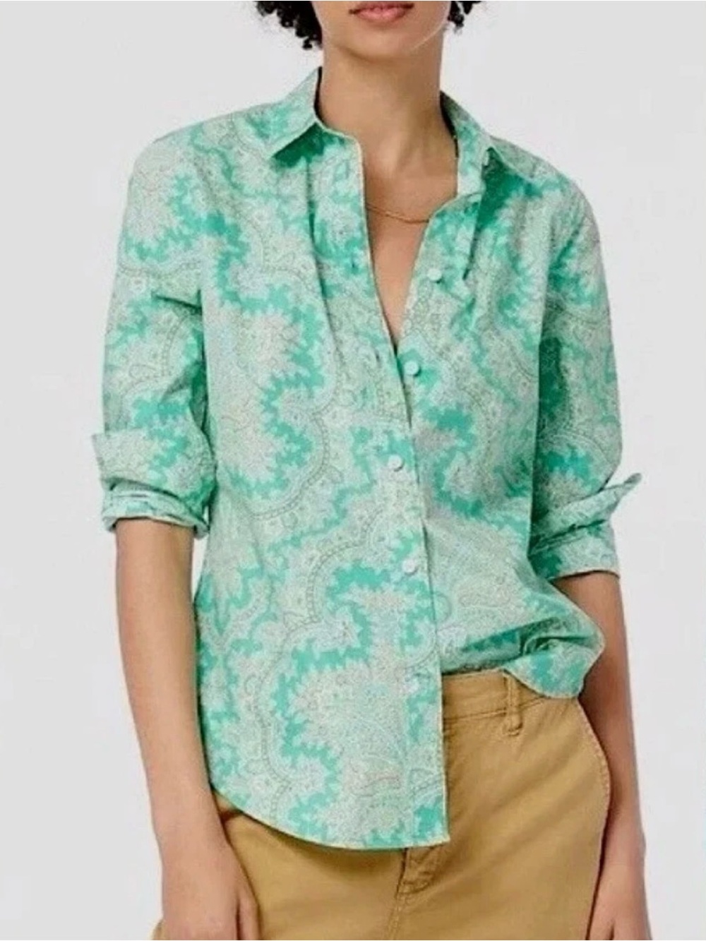 J.Crew Slim-Fit Crisp Cotton Poplin Shirt in Ratti Pendant Paisley Size 8